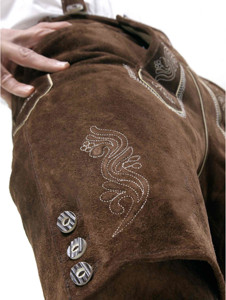 Custom Designed <b>Men's</b> Bavarian Oktoberfest Lederhosen Brown Bavarian <b>Shorts</b> Embroidery Latest German Canvas Bavarian Pants - Product Image 4