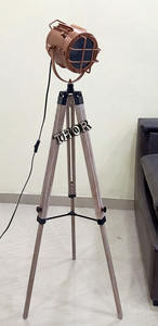 ไฟสปอตไลท์ LED สีทองแดงขัดเงาแบบวินเทจขาตั้งไม้สีขาวขาตั้งไฟตั้งพื้นสำหรับตกแต่งบ้านติดเพดานทะเล - Product Image 4