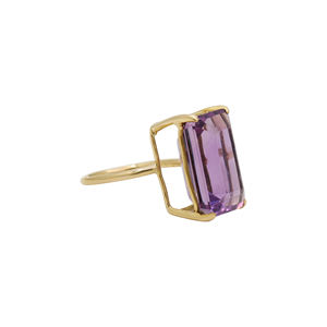 Nouveauté pierre précieuse améthyste naturelle 14k or jaune massif fait à la main femmes bagues de fiançailles bijoux pour la vente en gros - Product Image 2