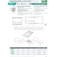 Mécanisme de glissière de table extensible industrielle en aluminium Ram Industrie T60 à extension complète, capacité 80 kg, longueur 1000 mm, cuisine
