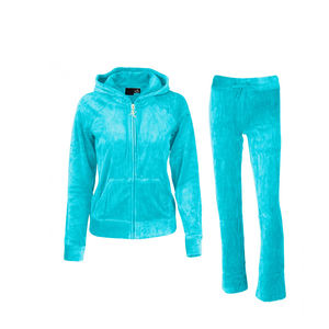 Ensemble de survêtement en velours pour femmes, coupe ajustée, hiver, jogging, combinaison, yoga, respirant, antibactérien, motif uni - Product Image 4
