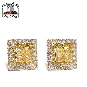 18K Blanc Rhodium Jaune Coussin Diamant Forme Carrée Boucles D'oreilles Style Vintage Or Matériel pour Les Fêtes-Lady's Exporter - Product Image 2