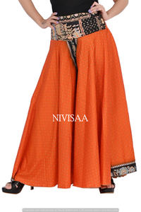 กางเกงพลาโซสไตล์โบฮีเมียนเอวสูงกางเกงพลาโซทรงเอวสูงสำหรับผู้หญิงสีสวยใส่พอดีดีไซน์ได้รับความนิยม - Product Image 3