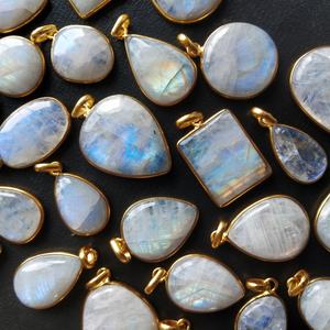 Collier en argent sterling pour pendentif, perles, pierre de lune naturelle, arc-en-ciel - Product Image 3