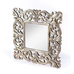 Деревянная резьба настенное зеркало рамка для украшения гостиной купить деревянное обработанное современное настенное зеркало по низкой цене настенное акриловое зеркало