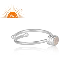 Rainbow Moonstone <b>Ring</b> Jewelry Wholesaler Round Fancy Crown Fine <b>Silver</b> <b>Adjustable</b> Band <b>Ring</b> For Women's Jewelry - Product Image 3