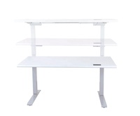 Cadre de bureau électrique en aluminium argenté à trois sections, réglable, extensible, stable, design contemporain, pour bureau assis-debout