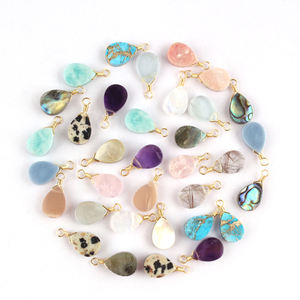 Colección de joyas al por mayor, Conector de oro en forma de pera turquesa de cobre azul, hallazgos de conector colgante de piedras preciosas de fianza única - Product Image 4