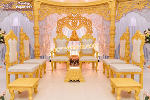 Royal Paisley เก้าอี้แมนเด็บสำหรับงานแต่งงานเก้าอี้ไม้สไตล์อินเดียเก้าอี้แมนดา็ปแกะสลักไม้ล่าสุดสำหรับงานแต่งงาน - Product Image 5