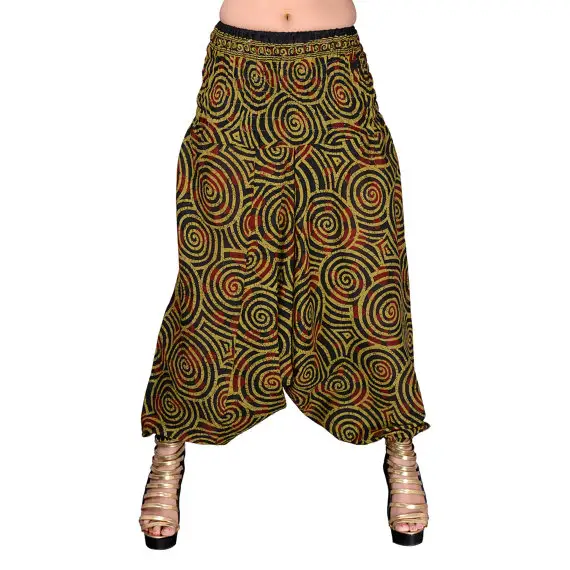Pamuk pantolon bayan pantolon hint el yapımı toptan kadınlar ve kızlar Harem pantolon Boho Hippy çingene pantolon