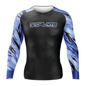 Couleurs et tailles personnalisées en gros Imprimé numérique MMA/BJJ/Surfing Rash Guards pour hommes-Polyester/Spandex Fabric - Product Image 5