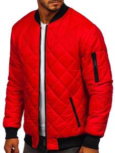 Personnaliser rouge couleur nouveau style tendance haute rue mode meilleure qualité décontracté hiver extérieur col montant rembourré Bomber veste - Product Image 4