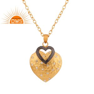 ผู้ผลิตสร้อยคอจี้รูปหัวใจประดับเพชรซิร์โคเนียสีขาว เงินแท้ชุบทอง 18k รุ่นใหม่ปี 2026 - Product Image 1
