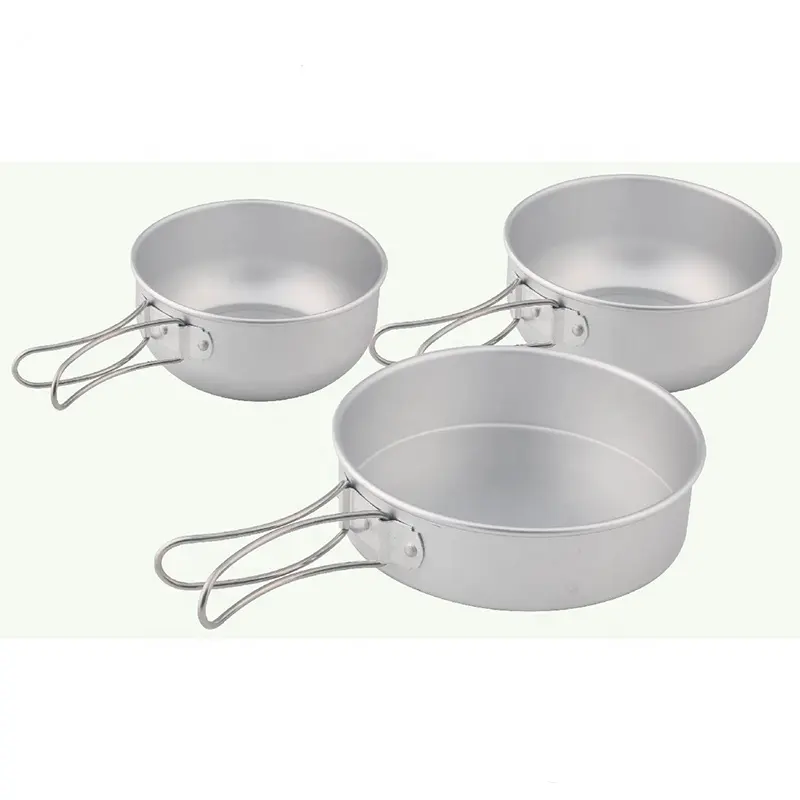 Hoge Kwaliteit Aluminium Potten En Pan Set Kookgerei Reizen Koken Set Voor Camping