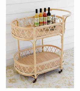 Chariot en rotin de style Pastoral, pour plusieurs occasions, chariot de bar, de style Pastoral, pour hôtel, salle à manger, restaurant - Product Image 5