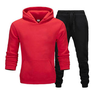 Ensemble de survêtement de jogging pour l'entraînement sportif : sweats à capuche courts et pantalons de jogging - Product Image 1