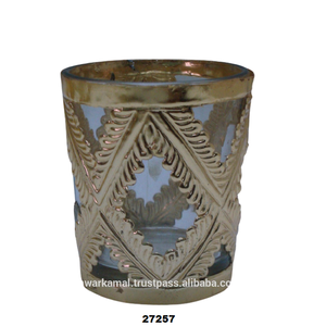 Support votif en verre et laiton, de haute qualité avec placage en argent pour décoration de la maison, offre spéciale - Product Image 1