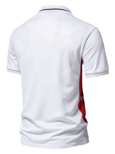 Camisetas polo con logotipo personalizado de alta calidad para hombre Jersey de algodón de manga corta de secado rápido con panel de contraste - Product Image 6