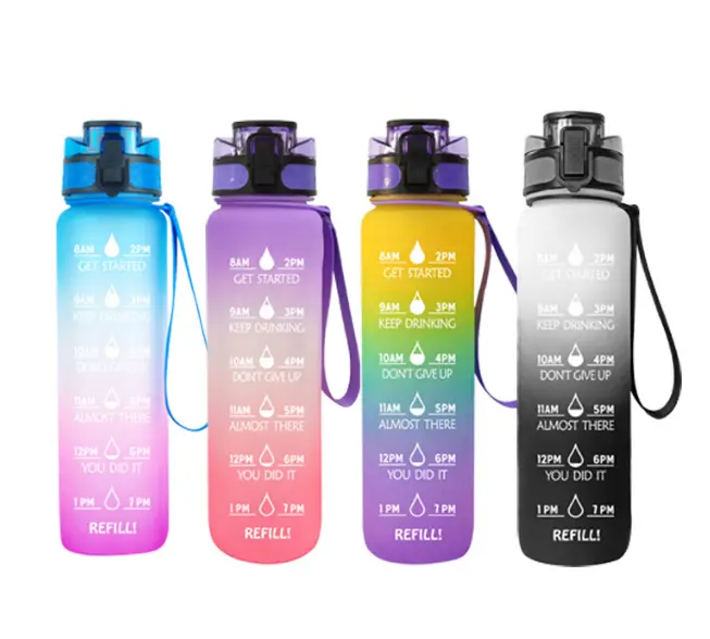 BPA Free 1000ml bottiglia d'acqua in plastica sfumata Botella De Agua molti colori