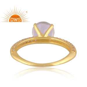Bague solitaire en argent sterling fin avec améthyste verte naturelle et topaze blanche pour femmes fabricant de bijoux - Product Image 4