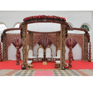 Mariage traditionnel hindou en bois sculpté Mandap Rajwada Style mariage en bois Mandap Antique en bois à la main mariage scène ensemble USA - Product Image 1