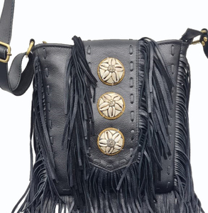 Bolso Tote de Cuero Genuino para Mujer, Marca KAMARVY, Hecho a Mano, Diseño Étnico Tradicional Indio Ecológico, con Detalles en Color Negro, Delhi - Product Image 2