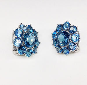 Haute Qualité En Argent Sterling 925 Bas fait sur commande QUANTITÉ MINIMALE DE COMMANDE Fournisseur Grossiste Femme Pas Cher Pierres Précieuses Topaze Bleue Cubique Boucles D'oreilles - Product Image 3