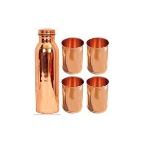 Bouteille en cuivre de qualité supérieure, de luxe, moderne, avec couvercle et lunettes, pour les boissons, flacon d'eau, 10 ml - Product Image 1