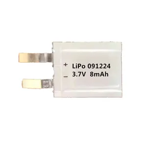 Самая маленькая индивидуализированная литиевая батарея 3,7 в, модель 091224, 8 мАч, 0,9 мм, ультратонкая батарея для OTP и RFID-карт