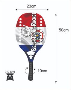 ไม้เทนนิสชายหาดแบบสั่งทำพิเศษ หน้าไม้ 20 มม. น้ำหนัก 320-340 กรัม ความยาว 50 ซม. ด้ามจับคาร์บอนไฟเบอร์ และตาข่ายคาร์บอนไฟเบอร์ผสมใยแก้ว - Product Image 1