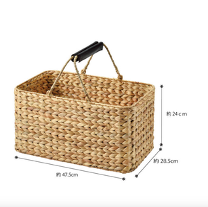 Cesta de almacenamiento de jacinto de agua natural hecha en Vietnam, cesta de tela hecha a mano colorida con asa para ropa y plantas - Product Image 1