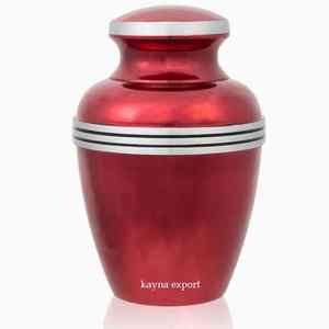 Artisanat en métal laiton massif gravé couleur rouge adulte funéraire crémation urne pour cendres designer classique ombre bordure gravée urne - Product Image 4