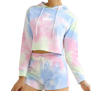 Conjuntos de sudaderas con capucha cortas hechas de lana para mujer con sublimación personalizada de alta calidad - Product Image 6