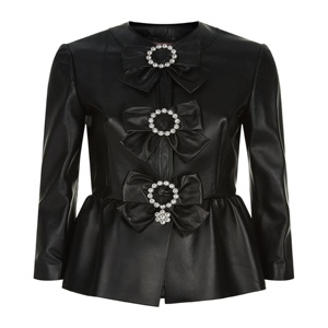 Faux <b>Leather</b> Women PU Jacket Coat Black Fashion Pleated O-neck New Spring Female Plus Size Sheepskin Jackets Solid Pattern Frock - Product Image 3