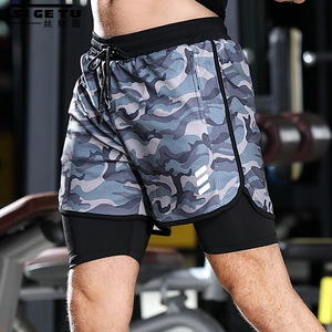 Wholesales Custom Logo Men's <b>Compression</b> Workout <b>Shorts</b> 2 in 1 Fitness Men's Gym <b>Shorts</b> With Pockets - Product Image 2