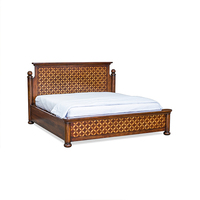 Base de Cama Tradicional de Caoba Sólida Batique, Diseño Clásico, Muebles de Dormitorio, Cama de Madera de Lujo para Hogar y Hotel