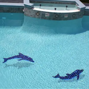 Декоративная глазурованная керамическая мозаичная плитка для бассейна с рисунком синего дельфина