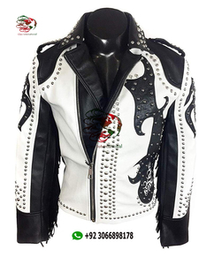 Cuero de vaquero Moda Huesos Cuentas Flecos largos Chaqueta de cuero de gamuza para hombre Ropa occidental Chaqueta de vaquero - Product Image 6