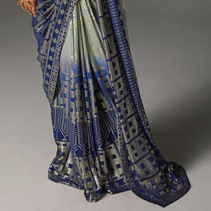 Indian Georgette Saree Blusa Secuencia Bordado Mujeres Fiesta Boda Desgaste Moda Étnica Surat India Colección al por mayor - Product Image 5