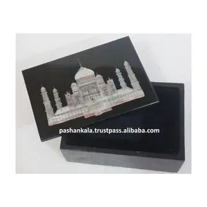 Đá Cẩm Thạch Đen Đẹp Mẹ Của Ngọc Trai Taj Mahal Inlay Thiết Kế Hộp