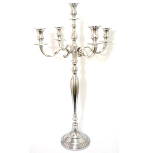 New Aluminum metal 5 arm silver <b>candelabra</b> for wedding home party decoration in customized size and finish - Product Image 1