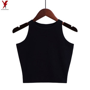 Orns — t-shirt court moulant extensible pour femmes, tricot sans manches, coupe ajustée asymétrique, noir, nouvelle collection, 2021 - Product Image 4