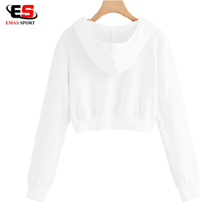 Luxurious Personalized Custom Front <b>Womens</b> Breathable Eco-Friendly Winter CropTop <b>Zipper</b> <b>Hoodie</b> Fleece Windproof Premium - Product Image 2
