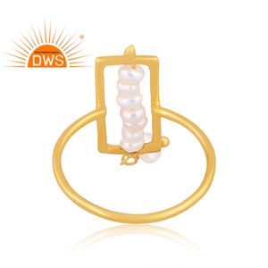 925 Sterling Silver 18K Gold Plated Natural <b>Pearl</b> Beads Gemstone Handmade <b>Ring</b> For Women Jewelry For Women Gift For Her - Product Image 4