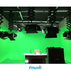 FMUSER MB 50 square meters Broadcast lighting kit with green screen, 3 primary colors light and LED light professional