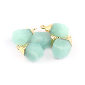 ตัวเชื่อมต่อพลอยธรรมชาติ Amazonite Nuggets เดี่ยว Bail Gold ตัวเชื่อมต่อเสน่ห์สำหรับเครื่องประดับจี้ Diy - Product Image 3