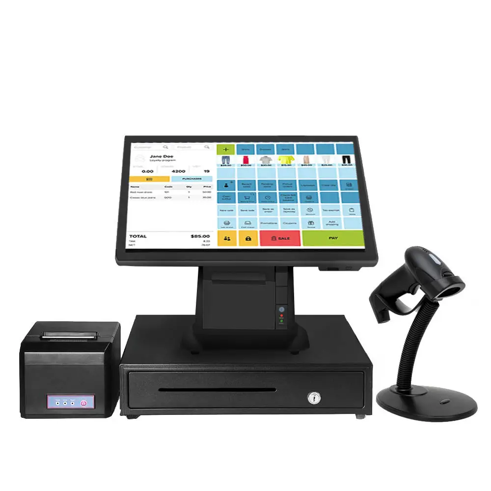 Pos Terminal All-In-One Kassa Touch Pos Systeem Desktop Computer Automatische Printer Dual-Screen Pos machine Pc