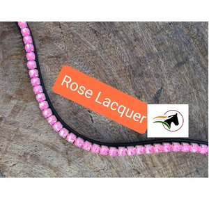 TRENDY ROSE LAQUER CRISTAL EQUESTRE CHEVAL BROW BAND Luxe Haute Qualité Western Racing Accessoire Dos Ouvert Cuir Équitation - Product Image 1