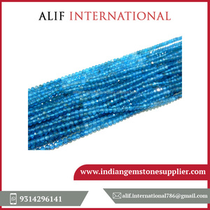 Precio al por mayor facetado 3MM Rondelle neón azul apatita cuentas de piedra natural piedra preciosa para uso en pulsera - Product Image 5