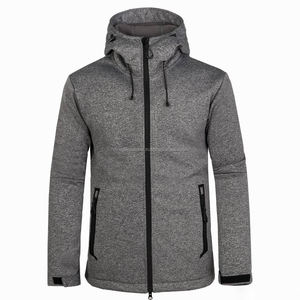 HISSJ10 Veste Softshell personnalisée pour hommes, col montant, coupe-vent respirant, imprimé gris, coupe-vent Softshell pour les sports d'extérieur - Product Image 1